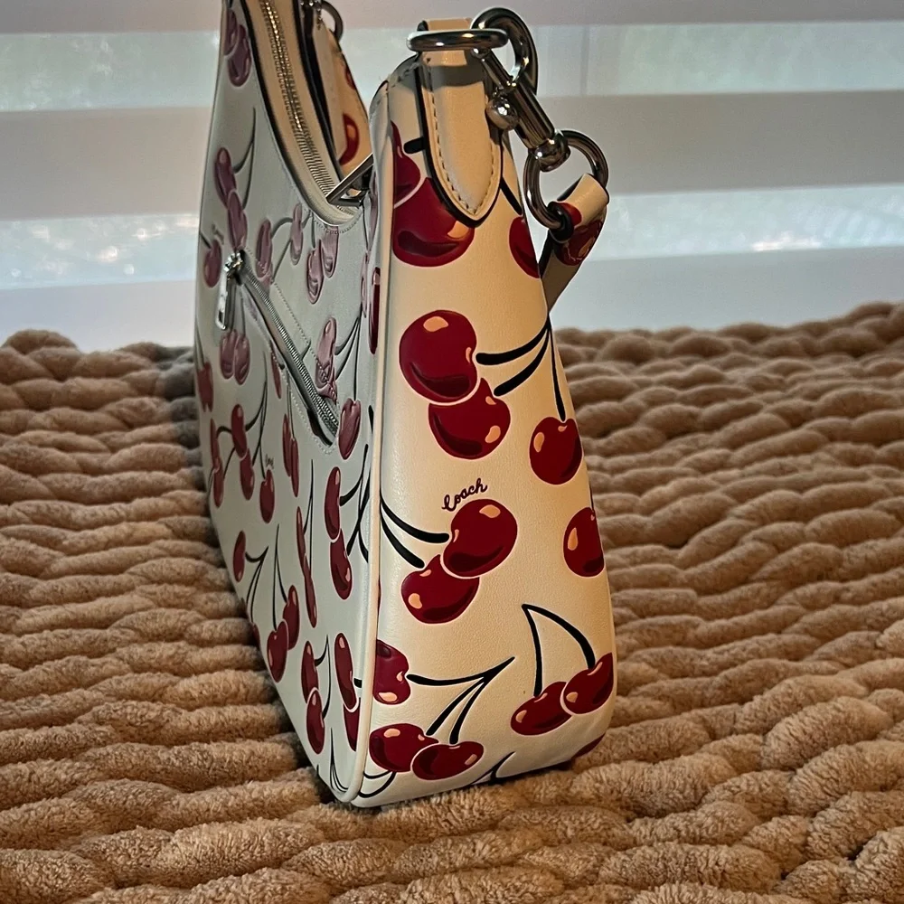 Coach Cherry Print Shoulder Bag - Cream and Red - Picture 4 of 7